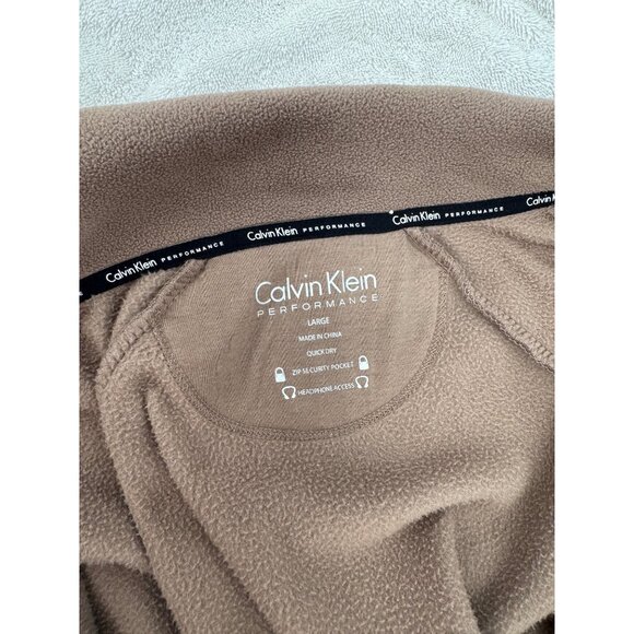 Calvin Klein Performance Women's Brown Active Tech Fleece Mock-Neck Jacket - Picture 8 of 10